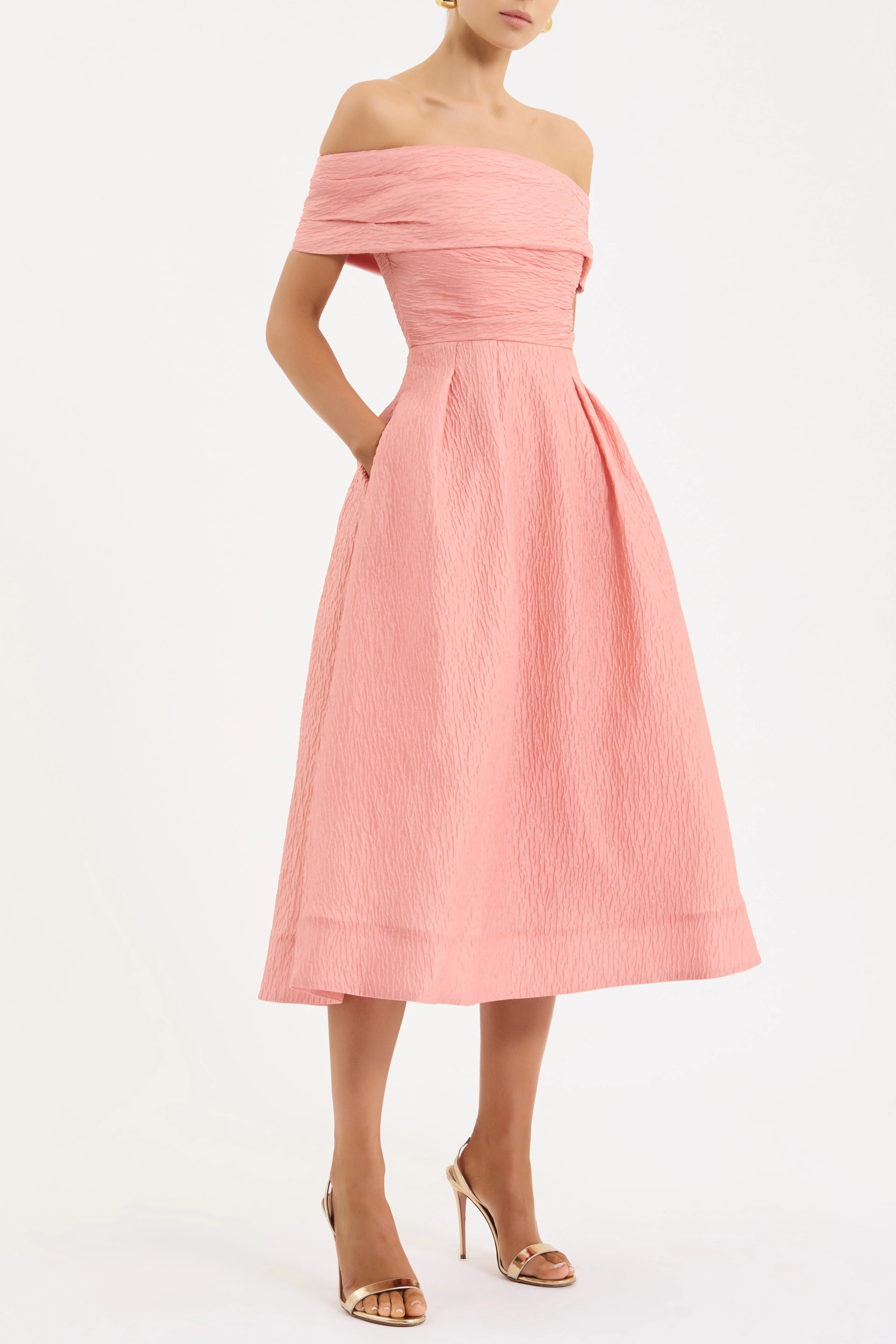 Adalyn Off The Shoulder Midi Dress - Image 3
