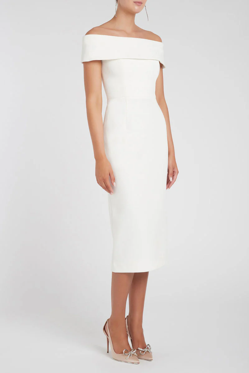 Amore Off Shoulder Midi Ivory - Image 3