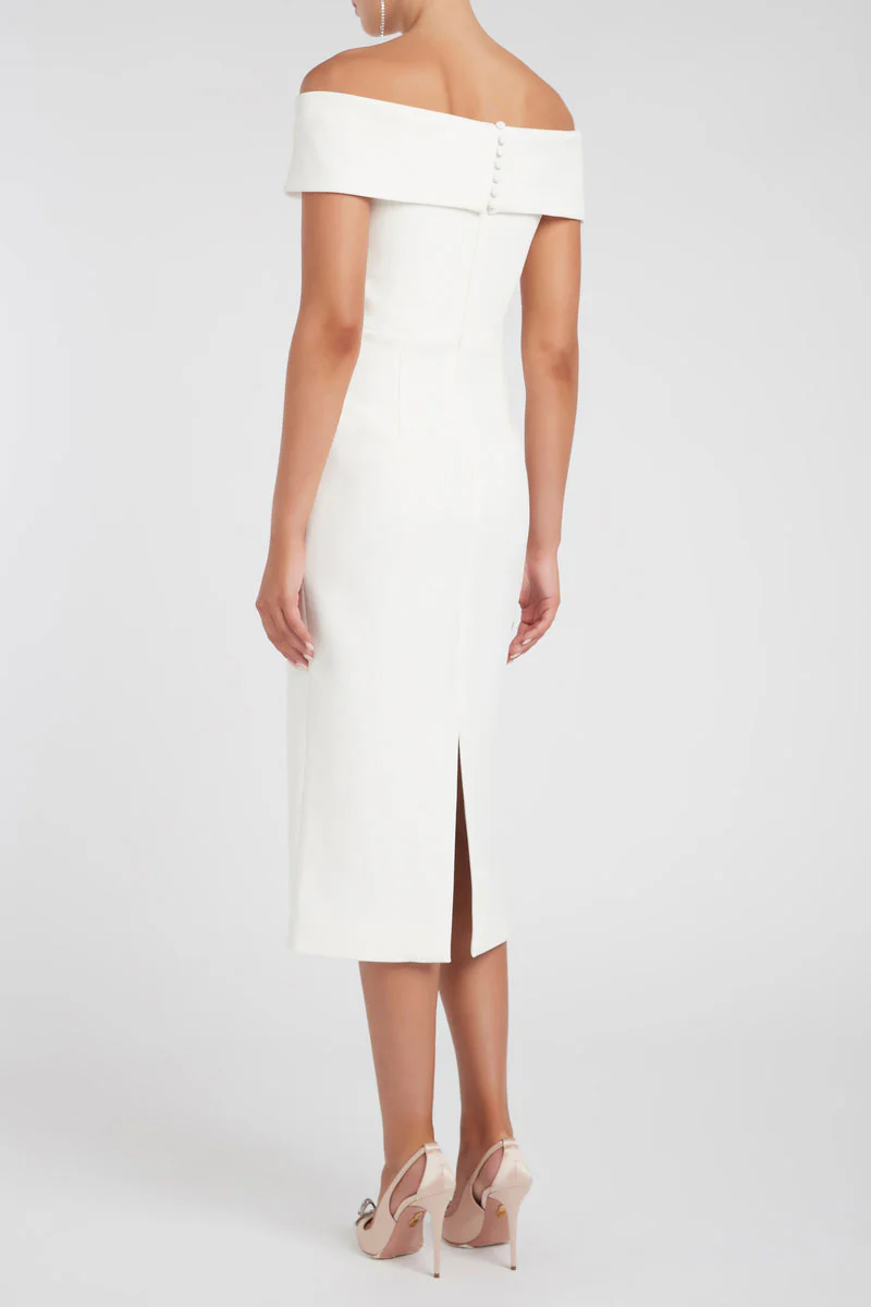 Amore Off Shoulder Midi Ivory - Image 4