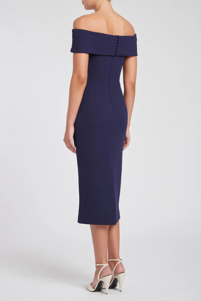 Amore Off Shoulder Midi Navy - Image 4