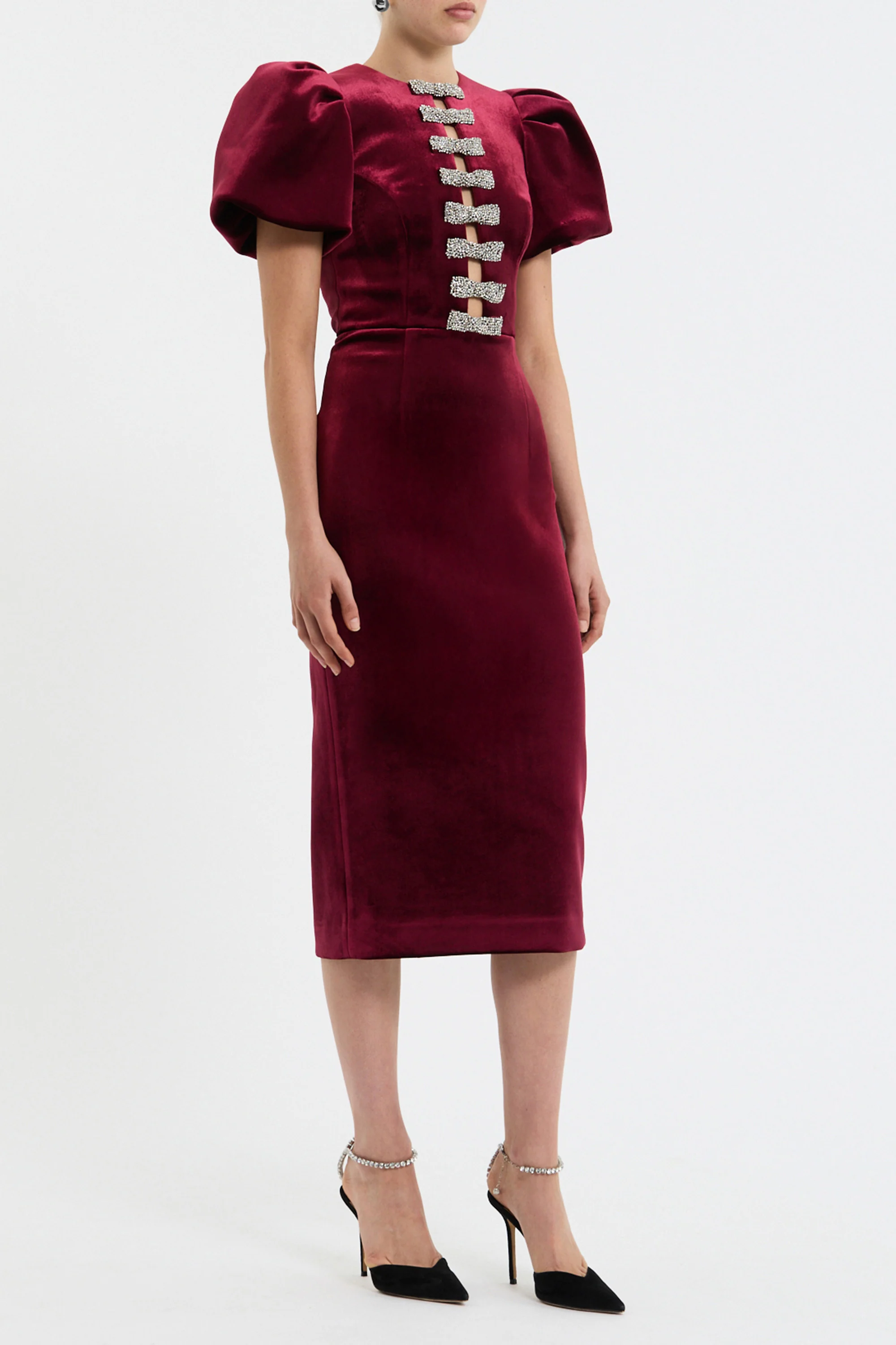Edwiena Puff Sleeve Bow Midi Dress - Image 3