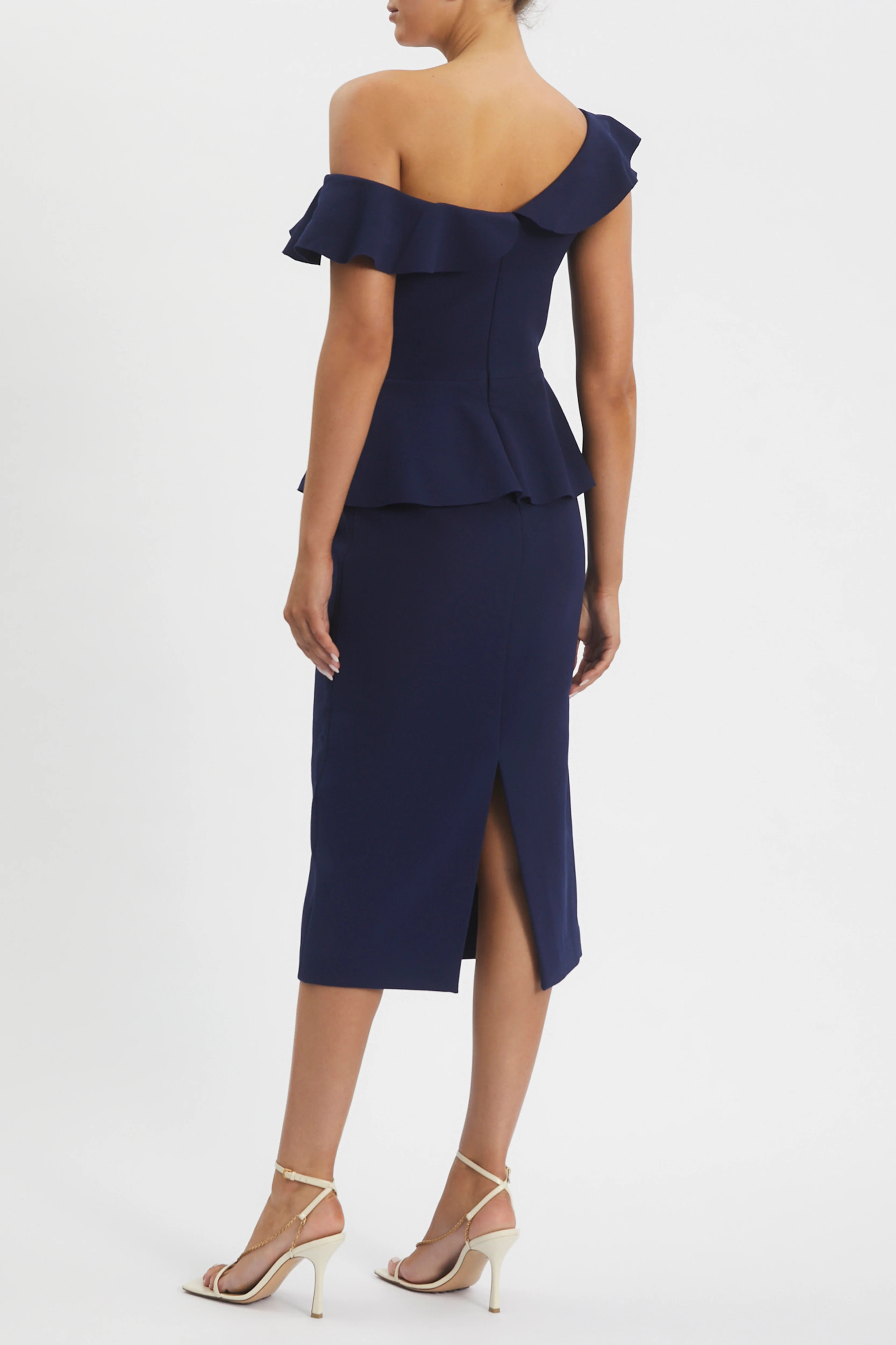 Grace Frill Midi Dress Navy - Image 4