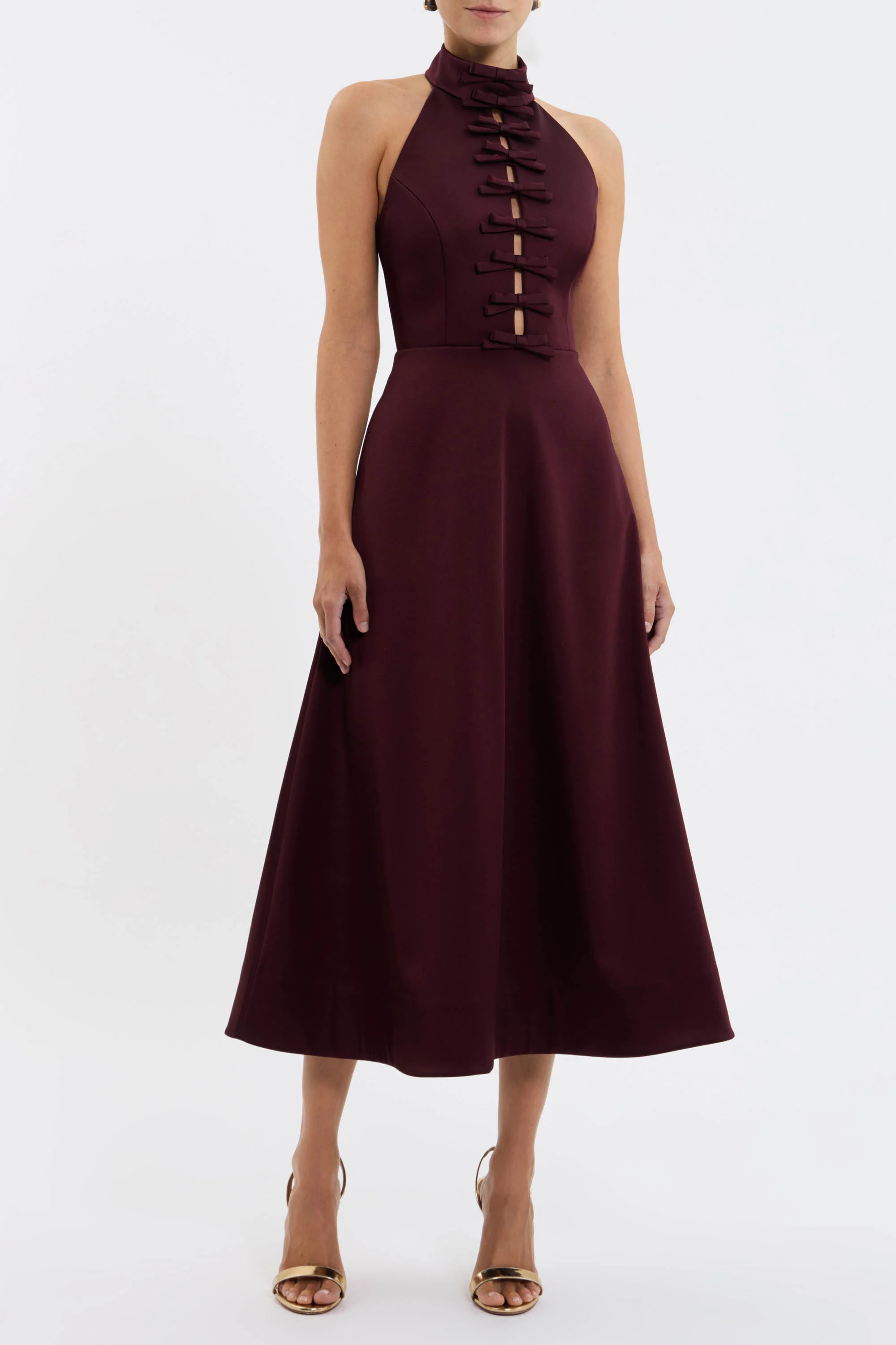 Merlot Halter Midi Dress - Image 2