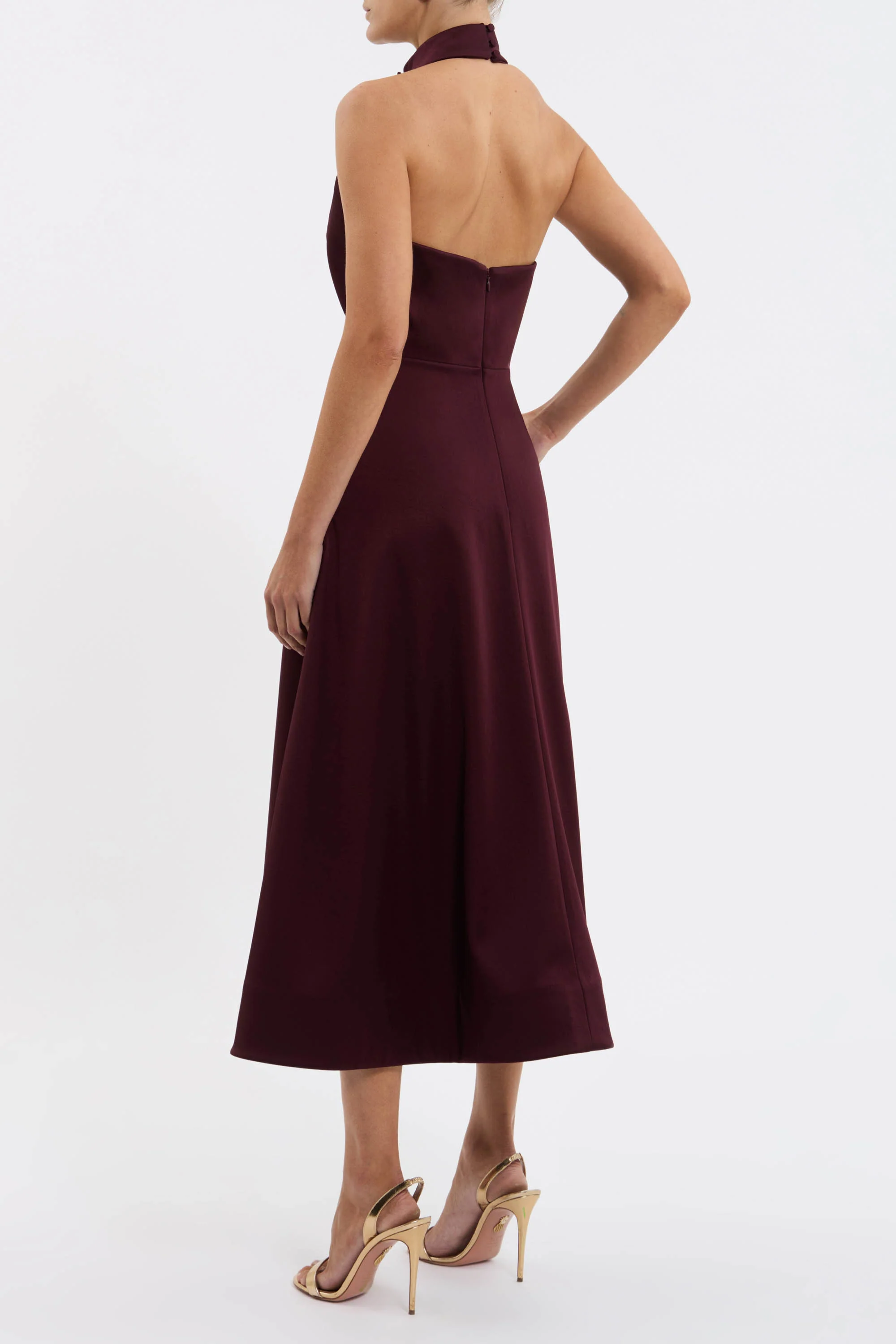 Merlot Halter Midi Dress - Image 3