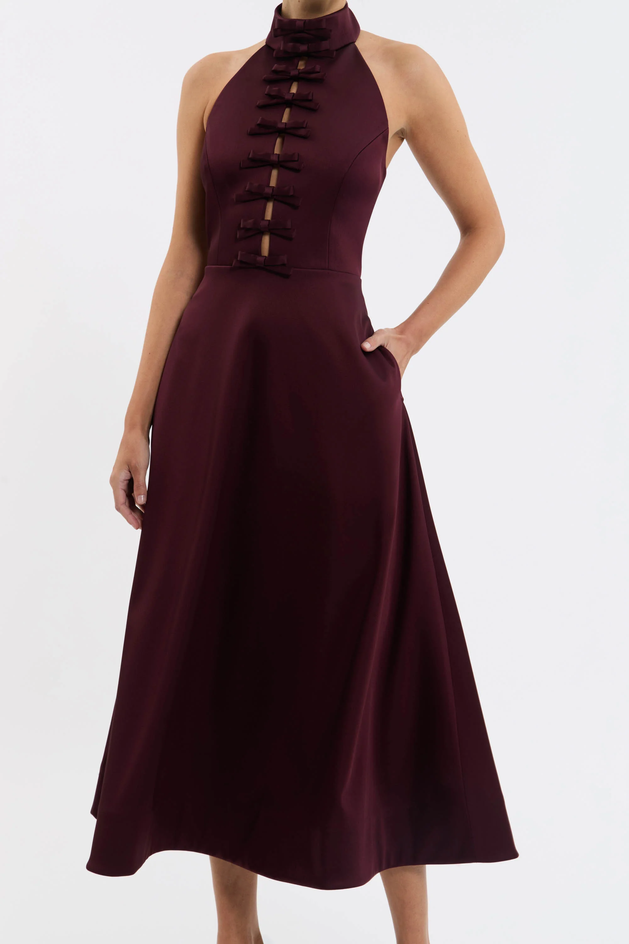 Merlot Halter Midi Dress - Image 4